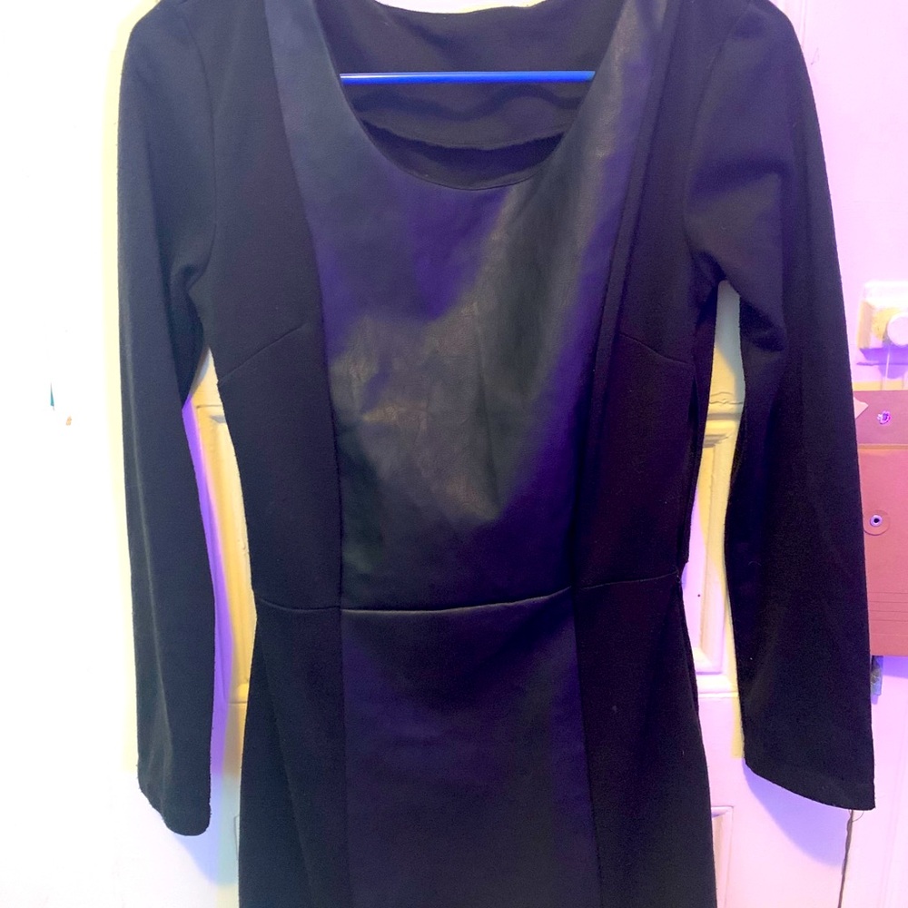 Vintage Leather Paneled Mini Party Dress